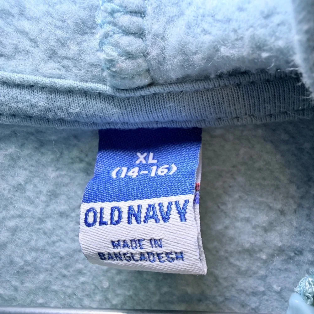 Old Navy Kids XL 14-16 Light Blue Peace Sign Full Zip Hoodie‎ Sweatshirt